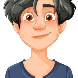 A cheerful young man with dark hair