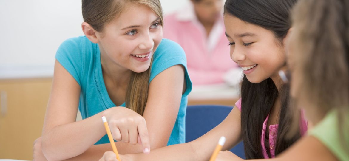 Elementary school pupils in classroom